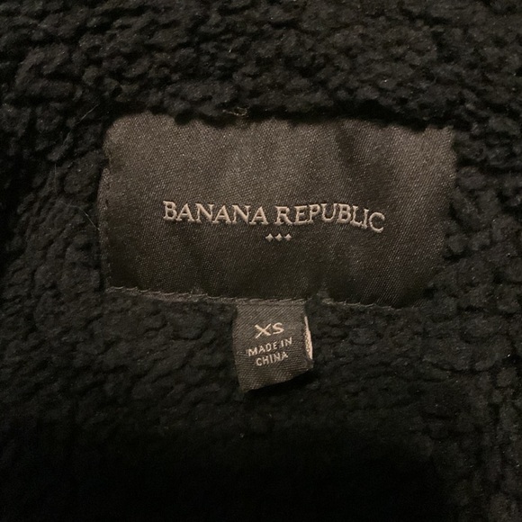 Banana Republic Water Resistant Black Hooded Parka Coat size XS Sherpa lining - Picture 5 of 13